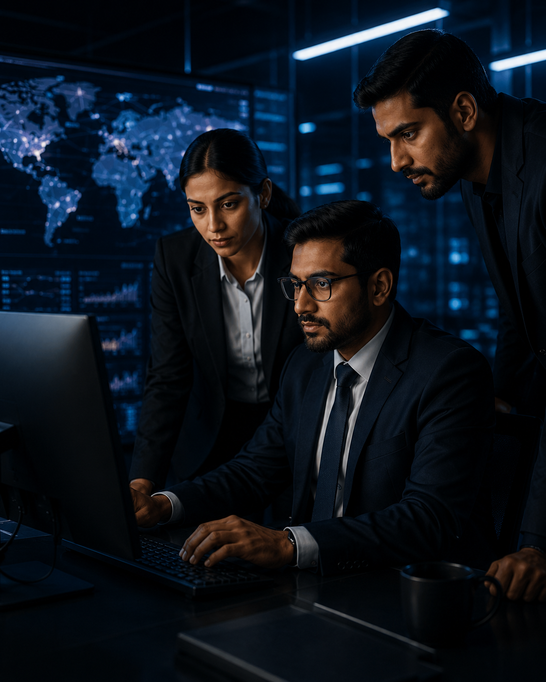 Truth Labs forensic investigators collaborating in a digital forensics lab